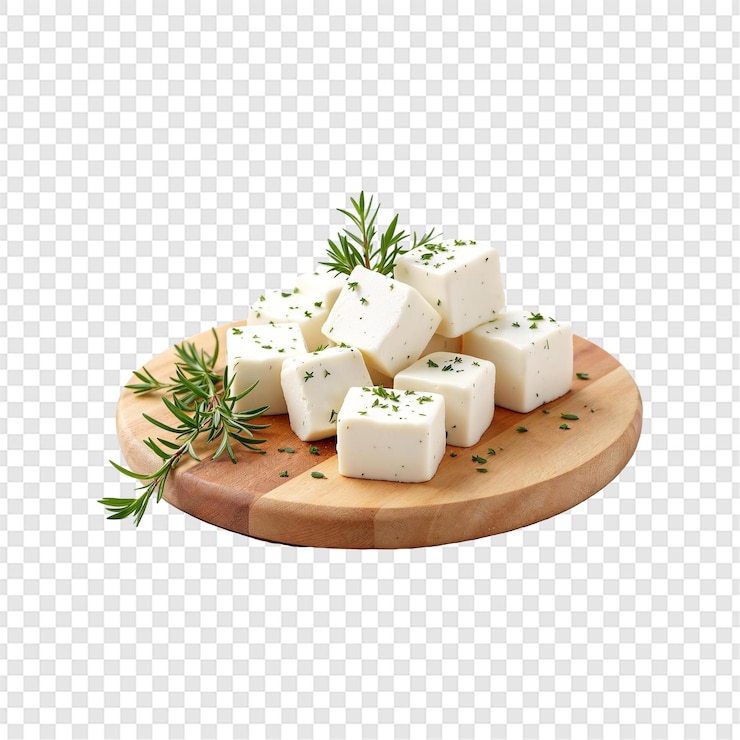 PSD cubos de tofu aislados sobre un fondo transparente