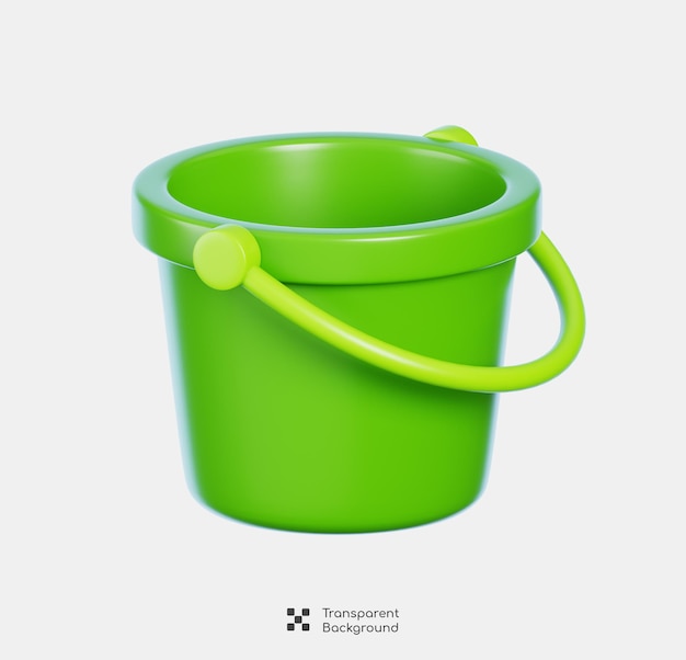 Los cubos verdes vacíos están aislados El icono del equipo de limpieza Renderización 3D