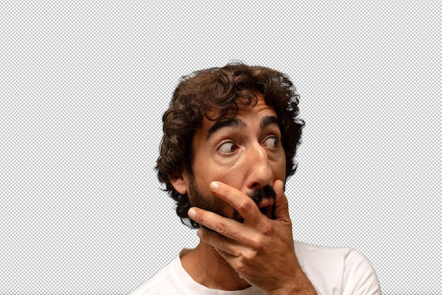 cubriendo la boca con las manos con una expresión sorprendida sorprendida guardando un secreto o diciendo oops