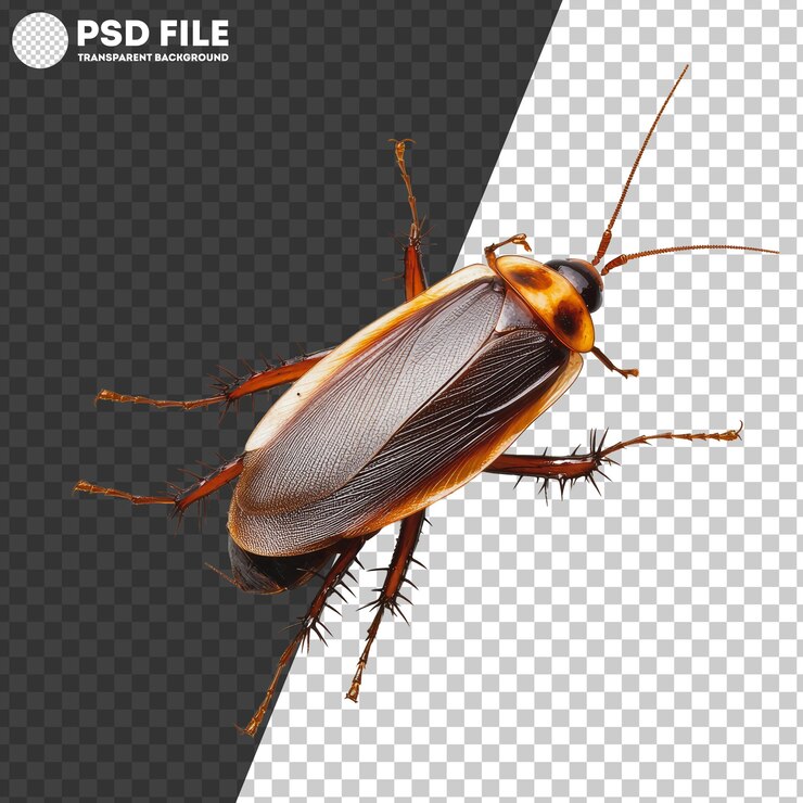 PSD cucaracha marrón de png en superficie blanca