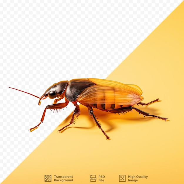 PSD cucaracha muerta sola sobre fondo transparente con insecticidas