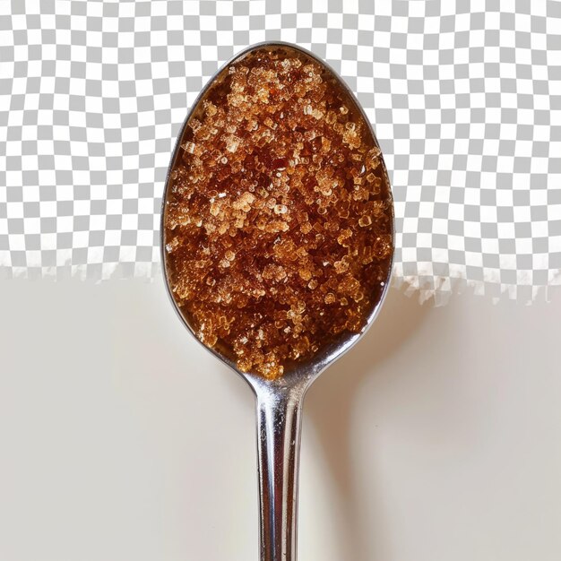 una cuchara con azúcar marrón y azúcar marrón