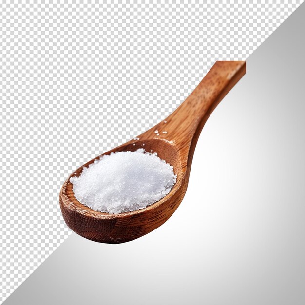 una cuchara de madera con una cuchara en ella que dice sal