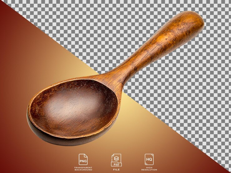 PSD una cuchara de madera está en un fondo marrón con un lugar para su texto