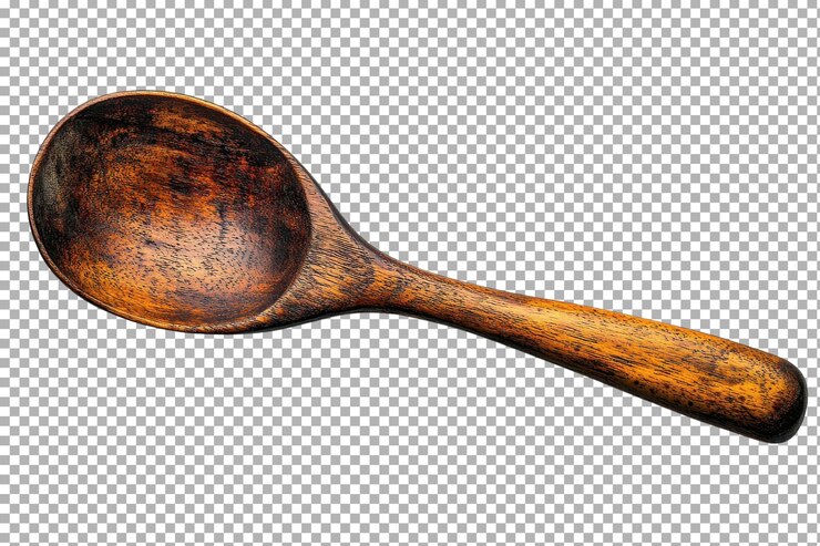 PSD una cuchara de madera rústica diseñada para cocinar que muestra una buena artesanía en un entorno de cocina bien iluminado
