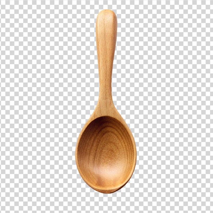 PSD cuchara de madera vacía aislada sobre un fondo blanco