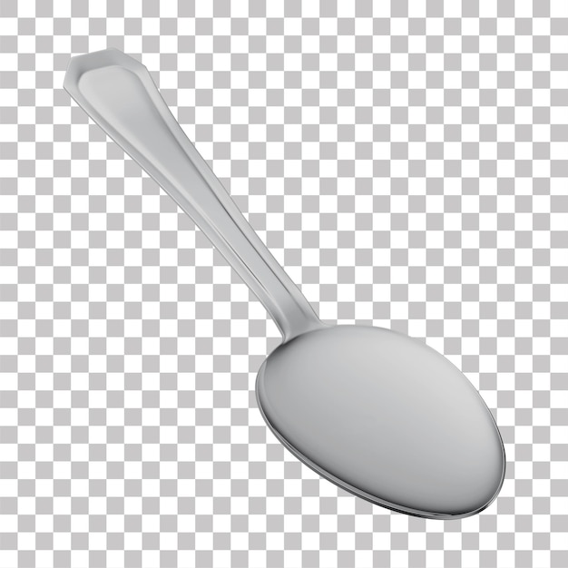 Cuchara de mesa de acero inoxidable 3D en un fondo transparente