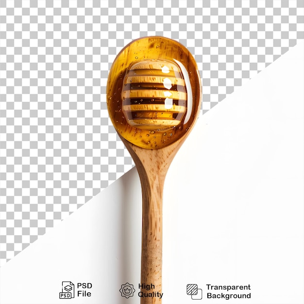 Cuchara de miel de madera aislada sobre fondo blanco con archivo png