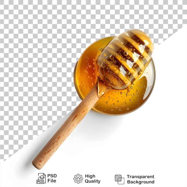 PSD cuchara de miel de madera aislada sobre fondo blanco con archivo png
