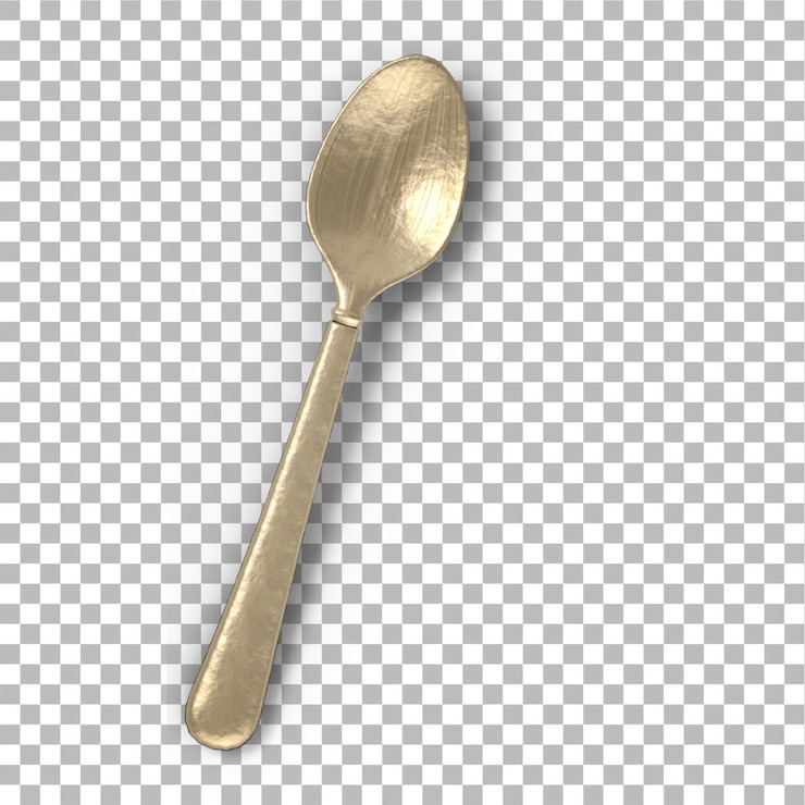 PSD cuchara de oro aislada en un fondo plano concepto de colocación plana
