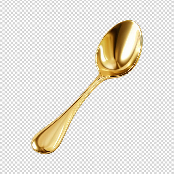 PSD cuchara de oro aislada en el fondo transparente
