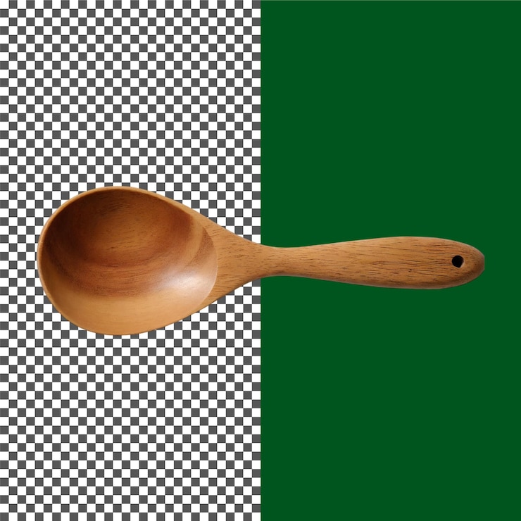 PSD cuchara de servir de madera hecha a mano cucharra de madera con acabado liso en fondo transparente png psd