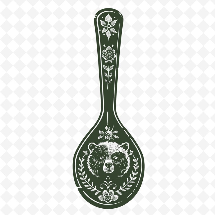 PSD una cuchara vintage verde vintage con un diseño de un toro en él