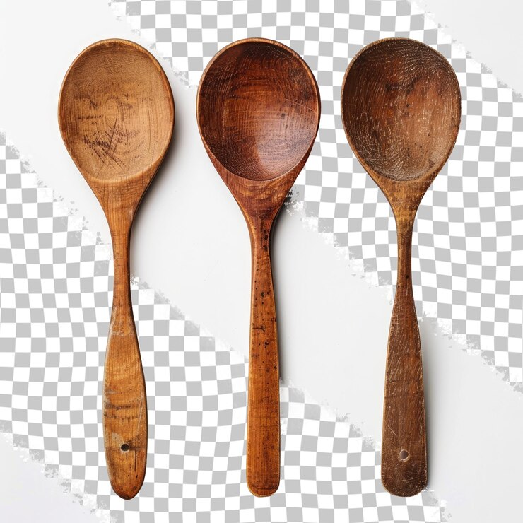 PSD cucharas de madera con la palabra b en ellas
