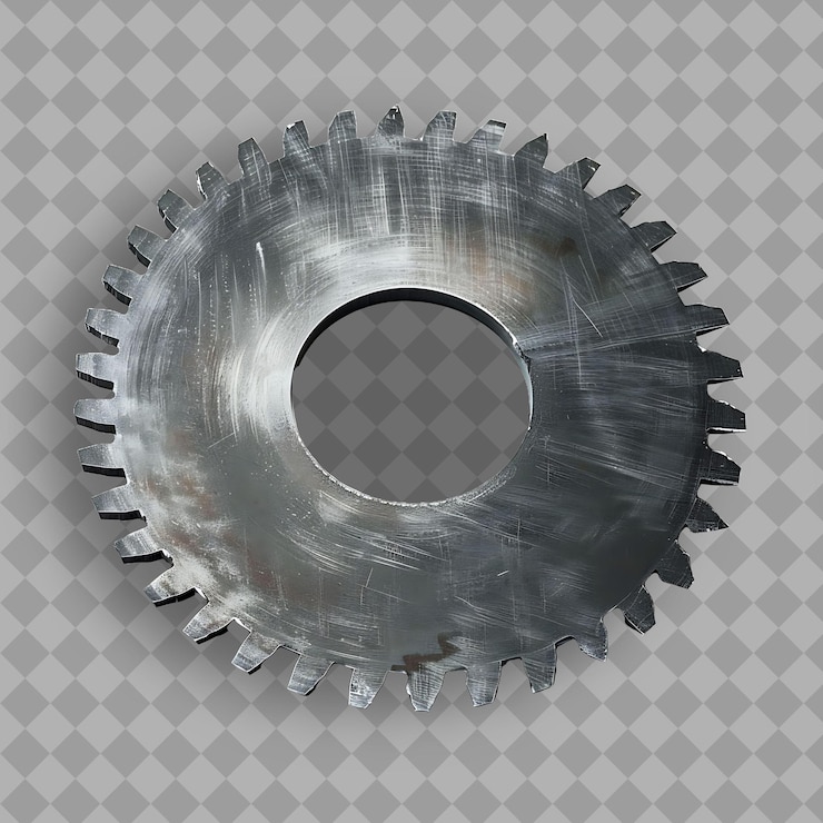 PSD cuchilla de sierra circular con cuerpo de metal negro una herramienta utilizada para cortar objetos aislados en un fondo limpio