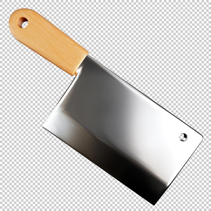 PSD cuchillo de carnicero con mango de madera 3d
