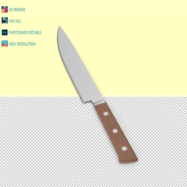 PSD el cuchillo de cocina 3d render psd