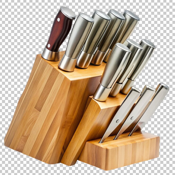 PSD cuchillo de cocina montado sobre un fondo transparente