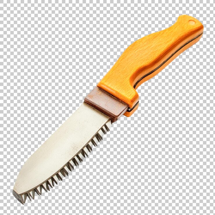 PSD cuchillo dentado de mango naranja para cortar ramas
