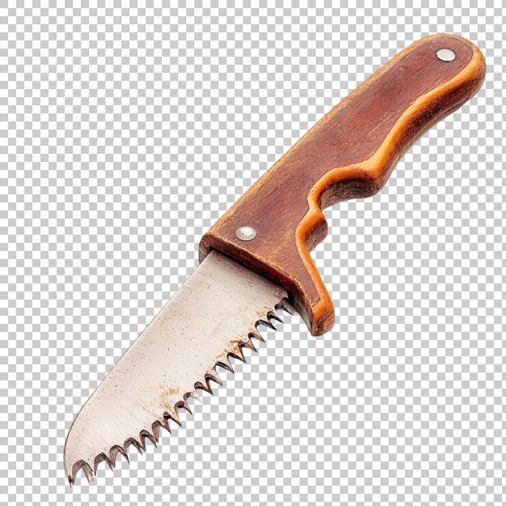 PSD cuchillo dentado de mango naranja para cortar ramas