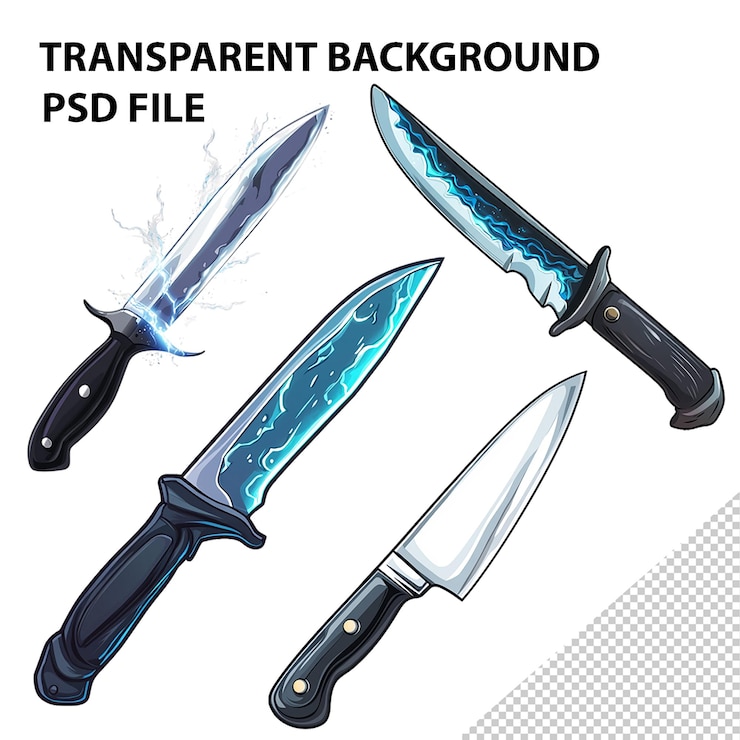 PSD cuchillo eléctrico aislado sobre un fondo transparente