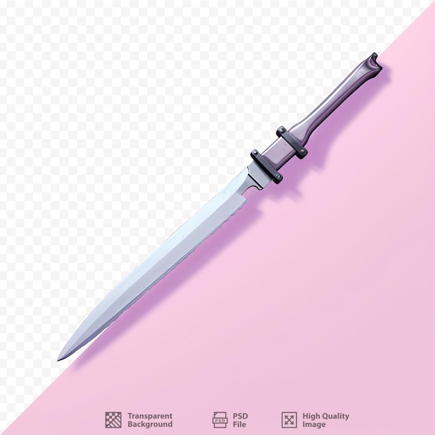 Un cuchillo con fondo rosa que dice 