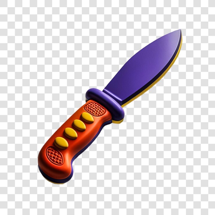 PSD cuchillo de juguete de caza 3d aislado sobre un fondo transparente