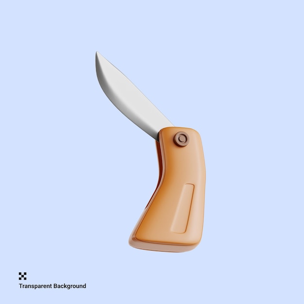 Cuchillo plegable para aventuras al aire libre Ilustración de íconos en 3D