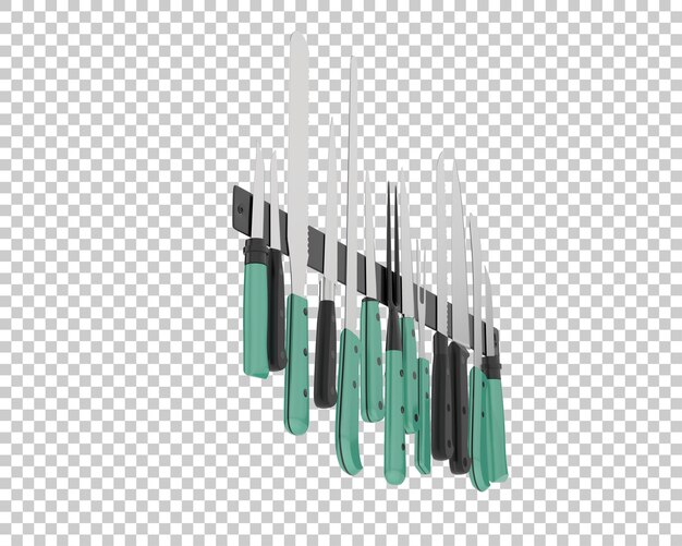 PSD cuchillos de cocina aislados sobre fondo transparente ilustración de renderizado 3d