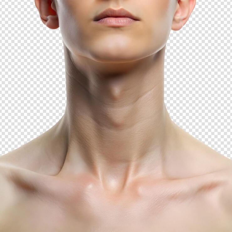PSD cuello humano sobre fondo blanco