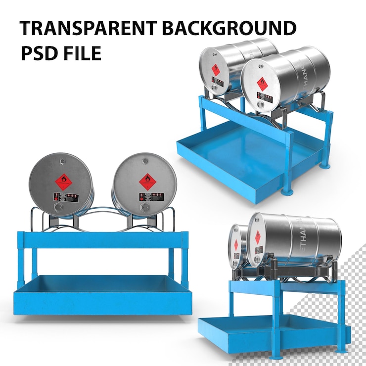 PSD cuenca de retención horizontal con barriles de etanol png