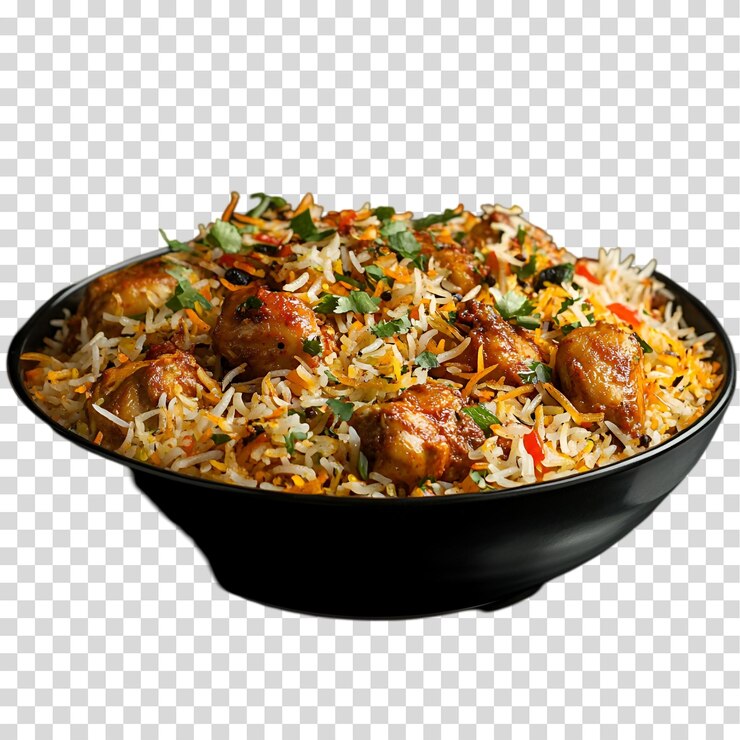 PSD un cuenco de arroz con carne aislada en fondo transparente recorte png
