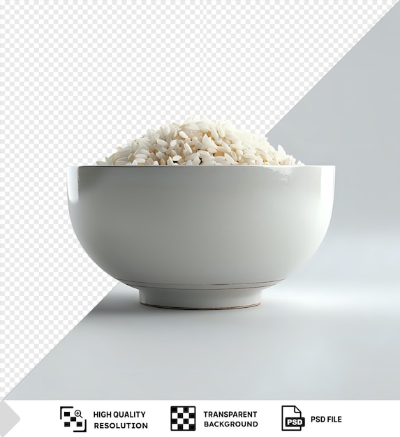 PSD cuenco de arroz cocido en un cuenco blanco aislado en un fondo aislado png