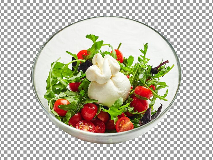 PSD cuenco de burrata italiana fresca con tomates y queso