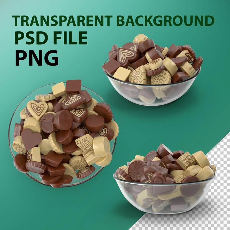 PSD cuenco con caramelo de chocolate con trufa png