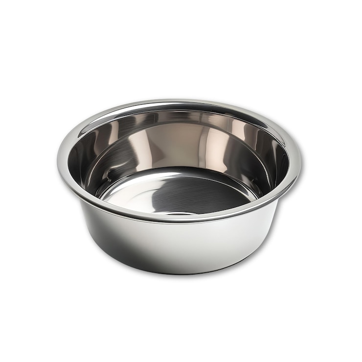 PSD cuenco de comida para mascotas de acero inoxidable aislado