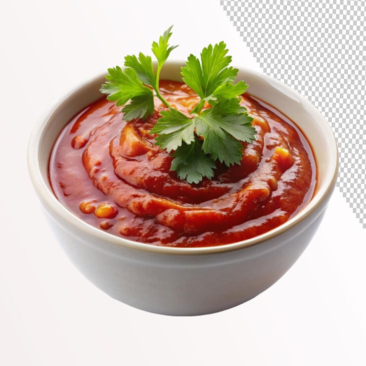 PSD cuenco de comida con salsa sobre un fondo transparente