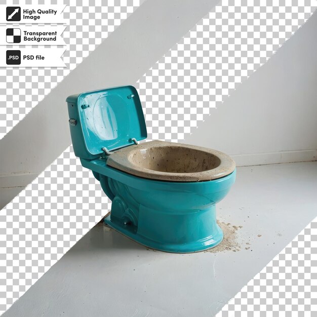 Cuenco de inodoro psd en baño sobre un fondo transparente con capa de máscara editable