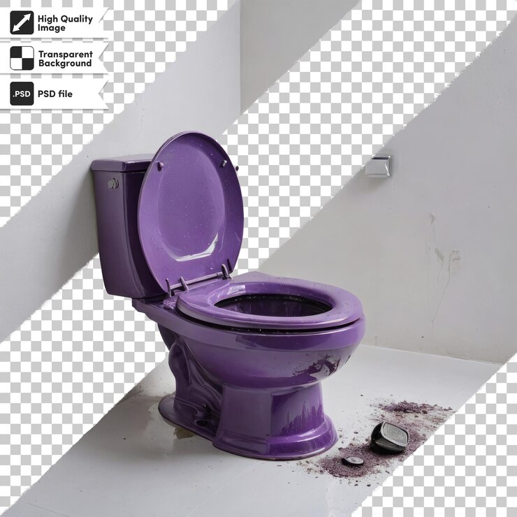 PSD cuenco de inodoro psd en baño sobre un fondo transparente con capa de máscara editable