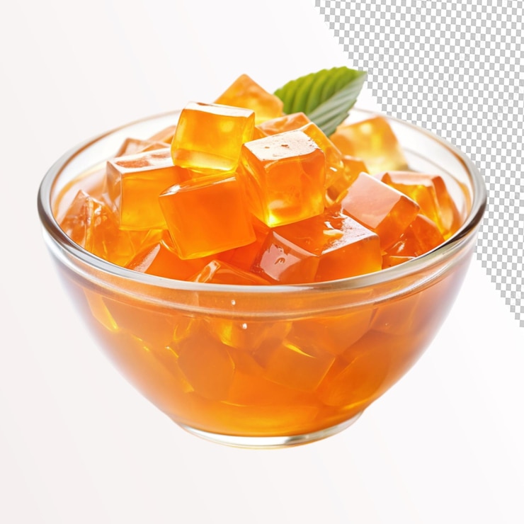 PSD un cuenco de jalea de naranja sobre un fondo transparente