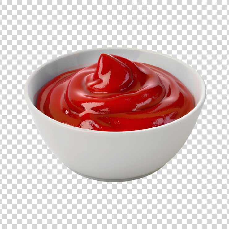 PSD un cuenco de ketchup aislado en el fondo