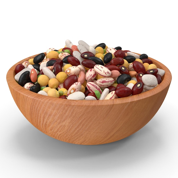 un cuenco de nueces coloridas y un fondo blanco con un fondo blanco