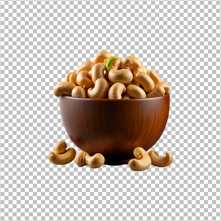 PSD un cuenco de nueces mixtas almendras caju y pistacho aislados en un fondo transparente psd
