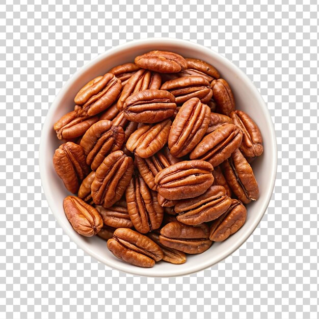 PSD un cuenco de nueces de pecan aisladas sobre un fondo transparente