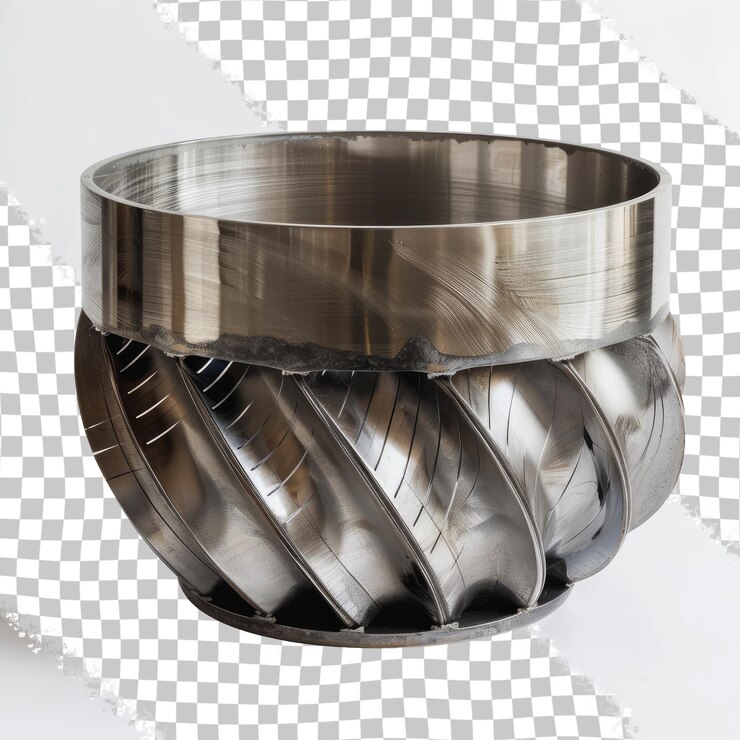 PSD un cuenco de plata con un fondo blanco y negro con una banda de plata