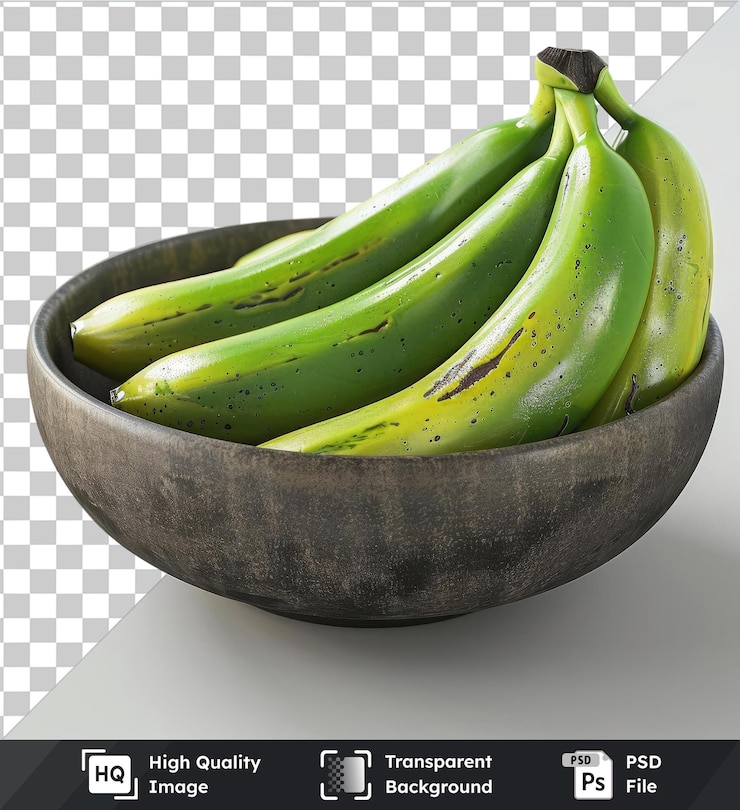 PSD cuenco de psd transparente de alta calidad de es pisang ijo para romper el ayuno de ramadán con plátanos maduros y verdes con una sombra oscura en el fondo