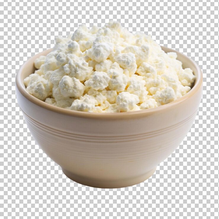 PSD cuenco de queso cottage saludable sobre un fondo transparente