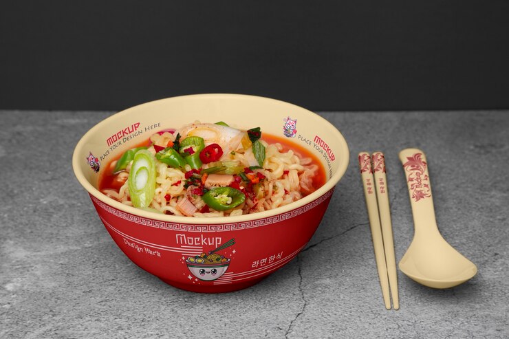 PSD cuenco de ramen en una maqueta de estudio