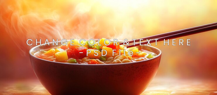 PSD cuenco de ramen con verduras aromáticas