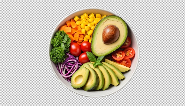 PSD un cuenco de verduras vibrante con la bondad del aguacate